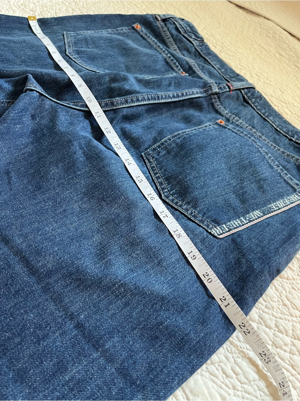 FREE PEOPLE We the Free Slim Selvedge Wide Cuffed Jeans 32 - Picture 13 of 16